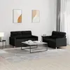 Image de vidaXL Ensemble de canapés 2 pcs avec coussins Noir Tissu