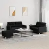 Image de vidaXL Ensemble de canapés 3 pcs avec coussins Noir Tissu