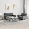 Image de vidaXL Ensemble de canapés 2 pcs coussins gris foncé tissu