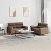 Image de vidaXL Ensemble de canapés 2 pcs avec coussins marron tissu