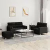 Image de vidaXL Ensemble de canapés 3 pcs avec coussins noir tissu