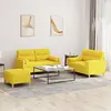 Image de vidaXL Ensemble de canapés 3 pcs avec coussins jaune clair tissu