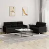 Image de vidaXL Ensemble de canapés 2 pcs avec coussins Noir Tissu