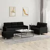 Image de vidaXL Ensemble de canapés 3 pcs avec coussins Noir Tissu