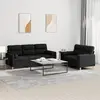Image de vidaXL Ensemble de canapés 2 pcs avec coussins noir tissu