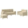 Image de vidaXL Ensemble de canapés 3 pcs avec coussins crème tissu
