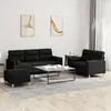 Image de vidaXL Ensemble de canapés 3 pcs avec coussins noir tissu
