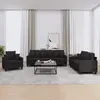 Image de vidaXL Ensemble de canapés 3 pcs avec coussins noir tissu
