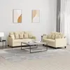 Image de vidaXL Ensemble de canapés 2 pcs avec coussins Crème Tissu
