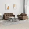 Image de vidaXL Ensemble de canapés 2 pcs avec coussins Marron Tissu
