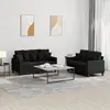Image de vidaXL Ensemble de canapés 2 pcs avec coussins Noir Tissu