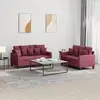Image de vidaXL Ensemble de canapés 2 pcs avec coussins Rouge bordeaux Tissu