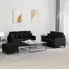 Image de vidaXL Ensemble de canapés 3 pcs avec coussins Noir Tissu