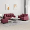 Image de vidaXL Ensemble de canapés 3 pcs avec coussins Rouge bordeaux Tissu