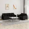 Image de vidaXL Ensemble de canapés 2 pcs avec coussins Noir Tissu