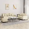 Image de vidaXL Ensemble de canapés 3 pcs avec coussins Crème Tissu