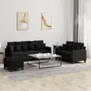 Image de vidaXL Ensemble de canapés 3 pcs avec coussins Noir Tissu