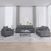 Image de vidaXL Ensemble de canapés 3 pcs avec coussins Gris foncé Velours