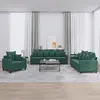 Image de vidaXL Ensemble de canapés 3 pcs avec coussins Vert foncé Velours