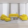 Image de vidaXL Ensemble de canapés 4 pcs avec coussins Jaune Velours