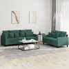 Image de vidaXL Ensemble de canapés 2 pcs avec coussins Vert foncé Velours