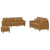 Image de vidaXL Ensemble de Canapés avec Coussins 3 pcs, Canapés avec Accoudoirs et Dossier, Ensemble de Meubles avec Repose-pied Salon, Moderne, Marron Velours