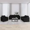Image de vidaXL Ensemble de canapés 3 pcs avec coussins noir tissu