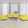 Image de vidaXL Ensemble de canapés 3 pcs avec coussins jaune clair tissu
