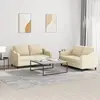 Image de vidaXL Ensemble de canapés 2 pcs avec coussins Crème Tissu