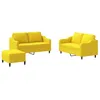 Image de vidaXL Ensemble de canapés 3 pcs avec coussins Jaune clair Tissu