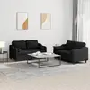 Image de vidaXL Ensemble de canapés 2 pcs avec coussins noir tissu