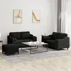 Image de vidaXL Ensemble de canapés 3 pcs avec coussins noir tissu