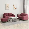 Image de vidaXL Ensemble de canapés 3 pcs avec coussins rouge bordeaux tissu