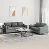 Image de vidaXL Ensemble de canapés 2 pcs coussins gris foncé tissu