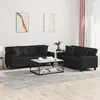 Image de vidaXL Ensemble de canapés 2 pcs avec coussins noir similicuir