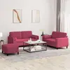 Image de vidaXL Ensemble de canapés 3 pcs avec coussins rouge bordeaux velours