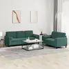 Image de vidaXL Ensemble de canapés 2 pcs avec coussins vert foncé velours