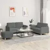Image de vidaXL Ensemble de canapés 3 pcs avec coussins Gris foncé Tissu