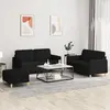 Image de vidaXL Ensemble de canapés 3 pcs avec coussins Noir Tissu