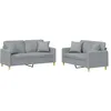 Image de vidaXL Ensemble de canapés 2 pcs coussins gris clair tissu