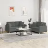Image de vidaXL Ensemble de canapés 2 pcs coussins gris foncé tissu