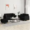 Image de vidaXL Ensemble de canapés 3 pcs avec coussins noir tissu