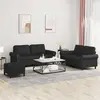 Image de vidaXL Ensemble de canapés 3 pcs avec coussins Noir Similicuir