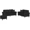 Image de vidaXL Ensemble de canapés 3 pcs avec coussins noir similicuir