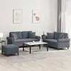 Image de vidaXL Ensemble de canapés 3 pcs avec coussins gris foncé velours