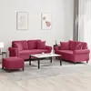 Image de vidaXL Ensemble de canapés 3 pcs avec coussins rouge bordeaux velours
