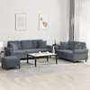 Image de vidaXL Ensemble de canapés 3 pcs avec coussins gris foncé velours