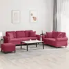 Image de vidaXL Ensemble de canapés 3 pcs avec coussins rouge bordeaux velours