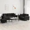 Image de vidaXL Ensemble de canapés 3 pcs avec coussins noir velours