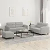 Image de vidaXL Ensemble de canapés 3 pcs coussins gris clair tissu microfibre